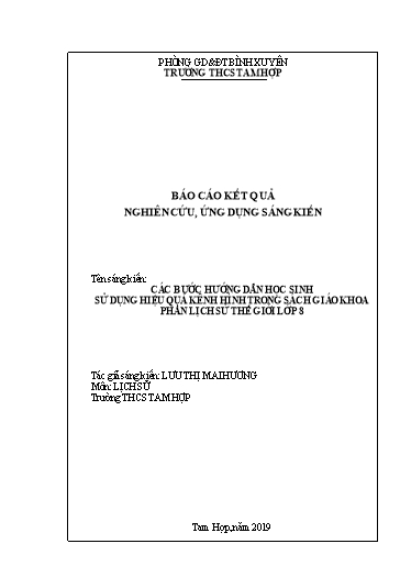 Sáng kiến kinh nghiệm Các bước hướng dẫn học sinh sử dụng hiệu quả kênh hình trong sách giáo khoa phần Lịch sử thế giới lớp 8