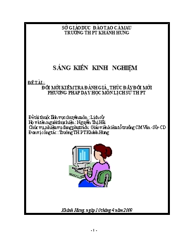 Sáng kiến kinh nghiệm Đổi mới kiểm tra, đánh giá thúc đẩy đổi mới phương pháp dạy học môn lịch sử THPT Sáng kiến kinh nghiệm Đổi mới kiểm tra, đánh giá thúc đẩy đổi mới phương pháp dạy học môn lịch sử THPT