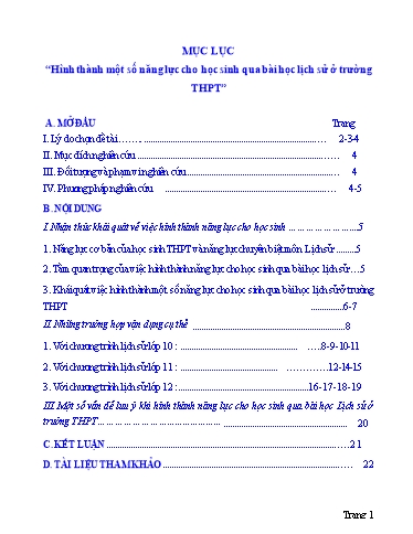Sáng kiến kinh nghiệm Hình thành một số năng lực cho học sinh qua bài học Lịch sử ở trường THPT