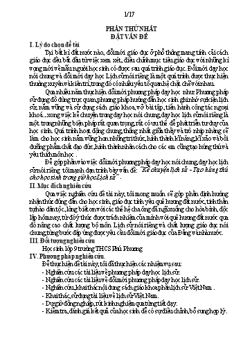Sáng kiến kinh nghiệm Kể chuyện lịch sử - Tạo hứng thú cho học sinh trong giờ học Lịch sử