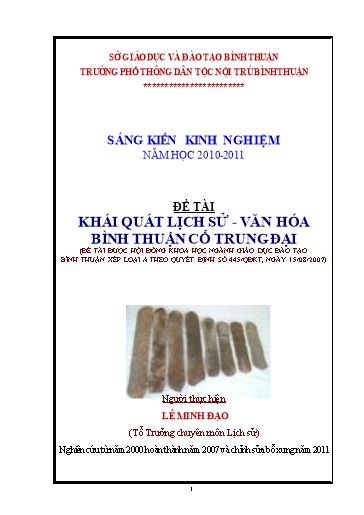 Sáng kiến kinh nghiệm Khái quát lịch sử - Văn hóa Bình Thuận cổ trung đại