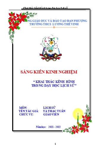 Sáng kiến kinh nghiệm Khai thác kênh hình trong dạy học Lịch sử