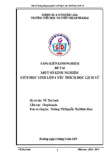 Sáng kiến kinh nghiệm Một số biện pháp giúp học sinh lớp 4 yêu thích học Lịch sử