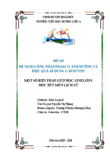 Sáng kiến kinh nghiệm Một số biện pháp giúp học sinh lớp 5 học tốt môn Lịch sử - Nguyễn Thị Nhung