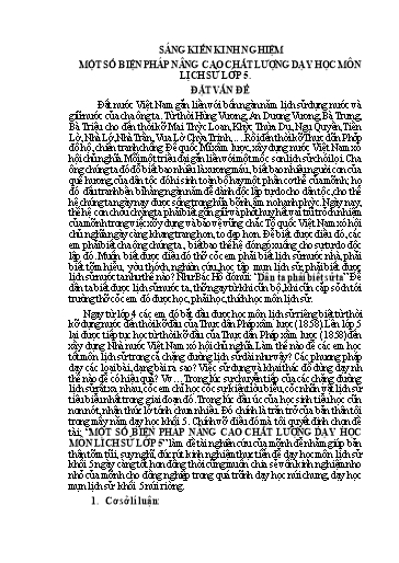 Sáng kiến kinh nghiệm Một số biện pháp nâng cao chất lượng dạy học môn Lịch sử lớp 5
