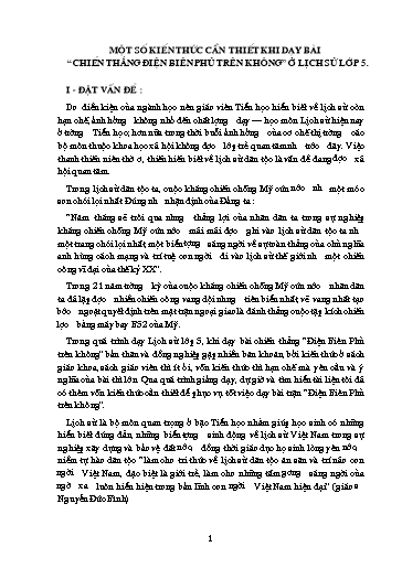 Sáng kiến kinh nghiệm Một số kiến thức cần thiết khi dạy bài “Chiến thắng Điện Biên phủ trên không” ở Lịch sử lớp 5