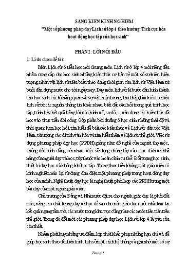 Sáng kiến kinh nghiệm Một số phương pháp dạy Lịch sử lớp 4 theo hướng tích cực hóa hoạt động học tập của học sinh