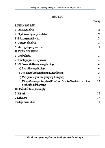 Sáng kiến kinh nghiệm Một vài kinh nghiệm giúp học sinh học tốt phân môn Lịch sử lớp 4