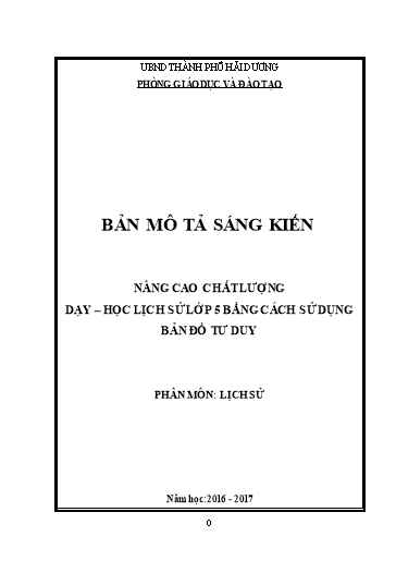 Sáng kiến kinh nghiệm Nâng cao chất lượng dạy – học Lịch sử lớp 5 bằng cách sử dụng bản đồ tư duy