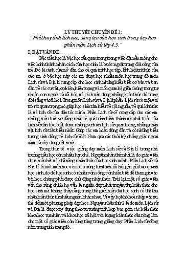 Sáng kiến kinh nghiệm Phát huy tính tích cực, sáng tạo của học sinh trong dạy học phân môn Lịch sử lớp 4, 5