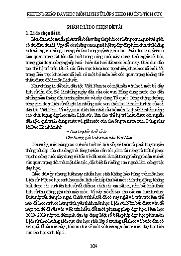 Sáng kiến kinh nghiệm Phương pháp dạy học môn Lịch sử lớp 5 theo hướng tích cực