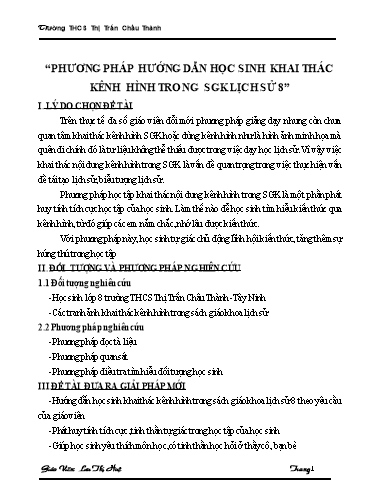 Sáng kiến kinh nghiệm Phương pháp hướng dẫn học sinh khai thác kênh hình trong Sách giáo khoa Lịch sử 8
