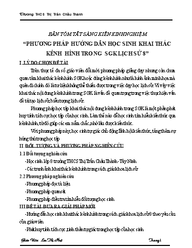 Sáng kiến kinh nghiệm Phương pháp hướng dẫn khai thác kênh hình trong SGK môn Lịch sử 8