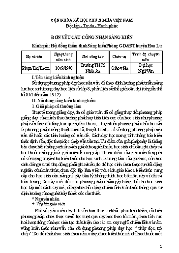 Sáng kiến kinh nghiệm Sử dụng phương pháp dạy học nêu vấn đề theo định hướng phát triển năng lực học sinh trong dạy học Lịch sử lớp 8 Sáng kiến kinh nghiệm Sử dụng phương pháp dạy học nêu vấn đề theo định hướng phát triển năng lực học sinh trong dạy học Lịch sử lớp 8