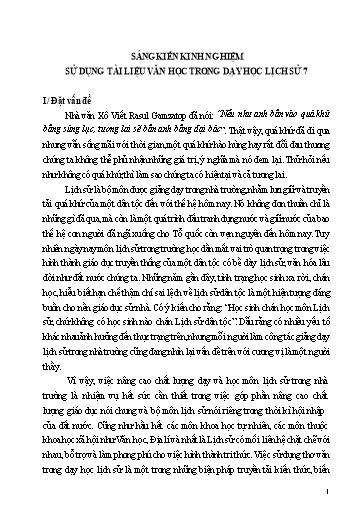 Sáng kiến kinh nghiệm Sử dụng tài liệu văn học trong dạy học Lịch sử 7 Sáng kiến kinh nghiệm Sử dụng tài liệu văn học trong dạy học Lịch sử 7
