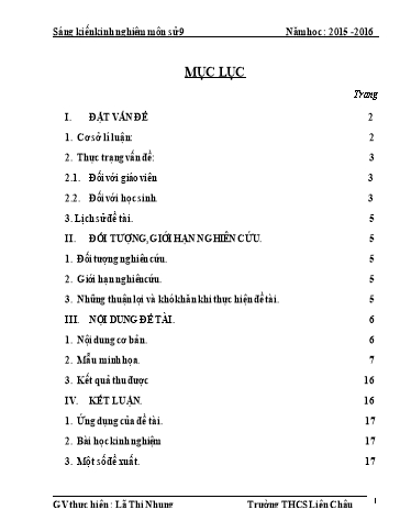 Sáng kiến kinh nghiệm Sử dụng yếu tố văn học trong việc nâng cao hiệu quả dạy học môn Lịch sử 9 - Phần lịch sử Việt Nam