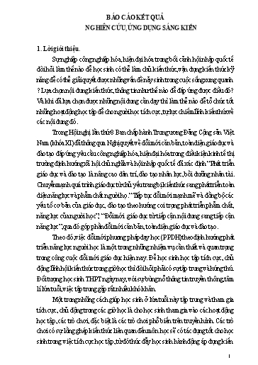 Sáng kiến kinh nghiệm Thiết kế bộ trò chơi trong giảng dạy môn Lịch sử 10 nhằm phát huy phẩm chất năng lực học sinh