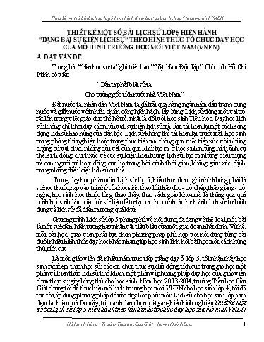 Sáng kiến kinh nghiệm Thiết kế một số bài Lịch sử lớp 5 hiện hành “Dạng bài sự kiện lịch sử” theo hình thức tổ chức dạy học của mô hình trường học mới Việt Nam (VNEN)