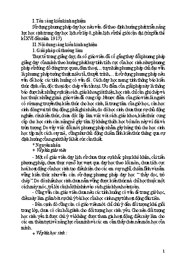 SKKN Sử dụng phương pháp dạy học nêu vấn đề theo định hướng phát triển năng lực học sinh trong dạy học Lịch sử lớp 8, phần lịch sử thế giới cận đại (từ giữa thế kỉ XVI đến năm 1917)