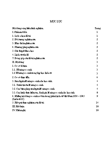 Sáng kiến kinh nghiệm Hướng dẫn học sinh ôn tập dạng câu hỏi so sánh trong thi THPT Quốc gia và học sinh giỏi phần Lịch sử Việt Nam 1930 – 1945