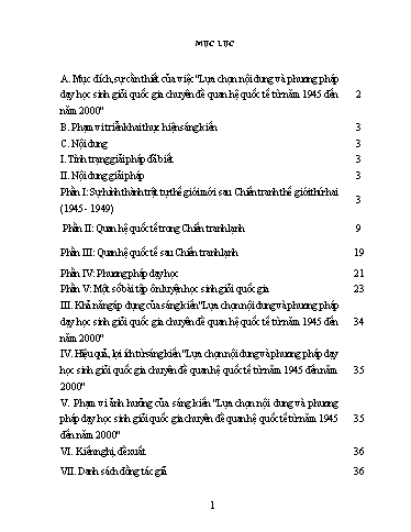 Sáng kiến kinh nghiệm Lựa chọn nội dung và phương pháp ôn tập cho học sinh giỏi quốc gia Chuyên đề Quan hệ quốc tế từ năm 1945 đến năm 2000