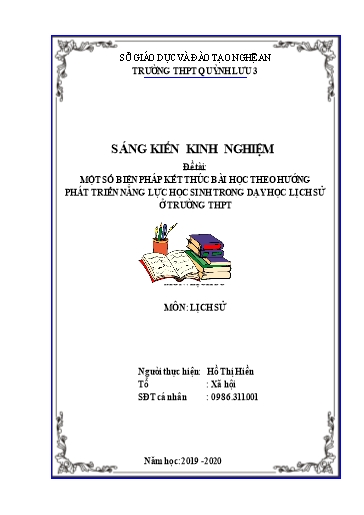 Sáng kiến kinh nghiệm Một số biện pháp kết thúc bài học theo hướng phát triển năng lực học sinh trong dạy học lịch sử ở trường THPT