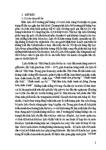 Sáng kiến kinh nghiệm Một số biện pháp khơi dậy ở học sinh khả năng và hứng thú học tập trong dạy học lịch sử Việt Nam giai đoạn 1954 - 1975