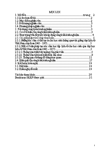 Sáng kiến kinh nghiệm Một số biện pháp tạo xúc cảm lịch sử cho học sinh trong dạy học Lịch sử Việt Nam giai đoạn 1945 - 1975 ( Lịch sử 12 THPT)