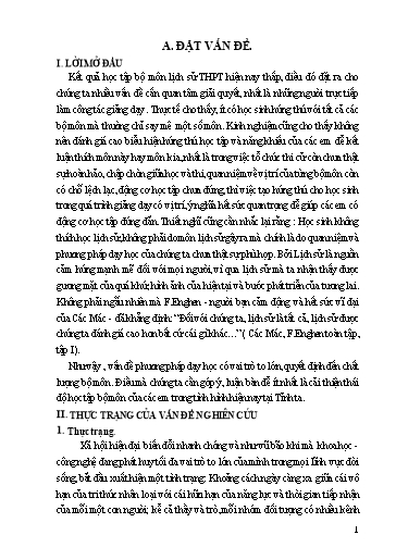 Sáng kiến kinh nghiệm Một số giải pháp nâng cao chất lượng học tập bộ môn Lịch sử bậc THPT