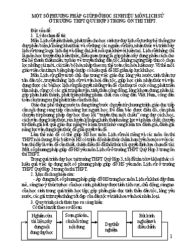 Sáng kiến kinh nghiệm Một số phương pháp giúp đỡ học sinh yếu môn Lịch sử ở trường THPT Quỳ Hợp 3 trong ôn thi THPT