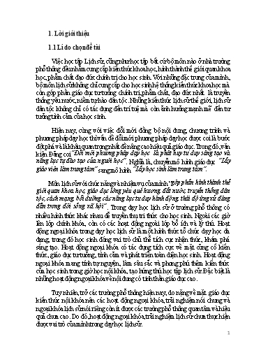 Sáng kiến kinh nghiệm Nâng cao chất lượng giáo dục lịch sử cho học sinh từ các hoạt động ngoại khóa, trải nghiệm tại trường THPT Trần Hưng Đạo