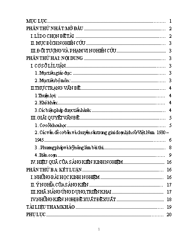 Sáng kiến kinh nghiệm Phương pháp ôn tập cho học sinh giỏi khi giảng dạy phần Lịch sử Việt Nam giai đoạn 1930 đến 1945