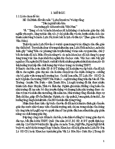 Sáng kiến kinh nghiệm Rèn luyện kĩ năng ôn luyện, làm bài thi trắc nghiệm khách quan môn Lịch sử kỳ thi THPT Quốc gia năm 2017