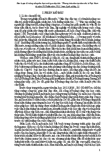 Sáng kiến kinh nghiệm Rèn luyện kĩ năng sống cho học sinh qua dạy bài “Phong trào dân tộc dân chủ ở Việt Nam từ năm 1919 đến năm 1925” môn Lịch sử lớp 12