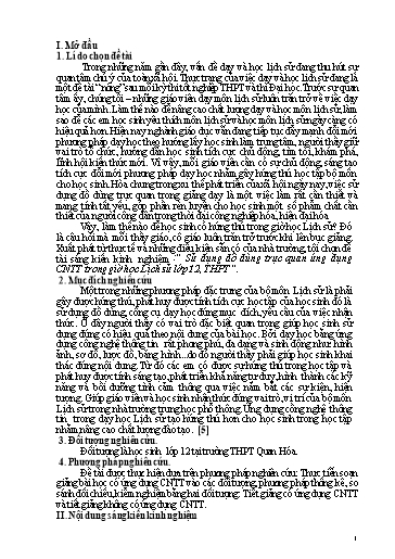 Sáng kiến kinh nghiệm Sử dụng đồ dùng trực quan ứng dụng công nghệ thông tin trong giờ học Lịch sử lớp 12, THPT