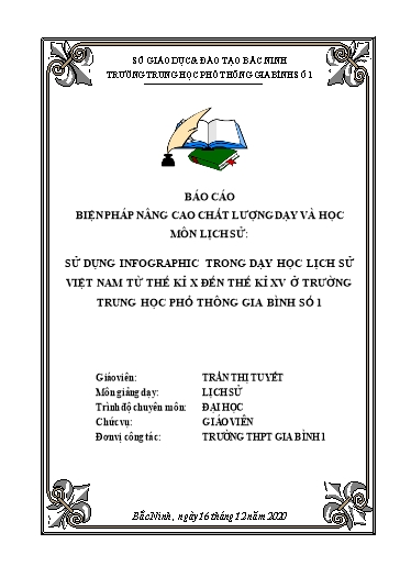 Sáng kiến kinh nghiệm Sử dụng Infographic trong dạy học Lịch sử Việt Nam từ thế kỉ V đến thế kỉ XV ở trường trung học phổ thông Gia Bình số 1
