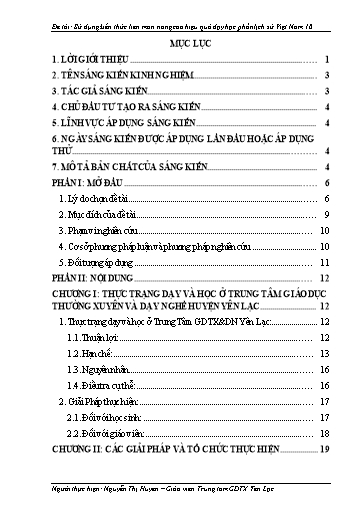 Sáng kiến kinh nghiệm Sử dụng kiến thức liên môn nâng cao hiệu quả dạy học phần Lịch sử Việt Nam 10 Sáng kiến kinh nghiệm Sử dụng kiến thức liên môn nâng cao hiệu quả dạy học phần Lịch sử Việt Nam 10