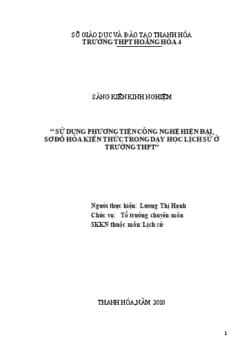 Sáng kiến kinh nghiệm Sử dụng phương tiện công nghệ hiện đại, sơ đồ hoá kiến thức trong dạy học Lịch sử