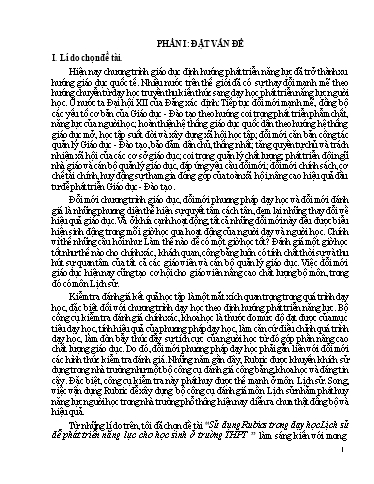Sáng kiến kinh nghiệm Sử dụng Rubics trong dạy học Lịch sử để phát triển năng lực cho học sinh ở trường THPT