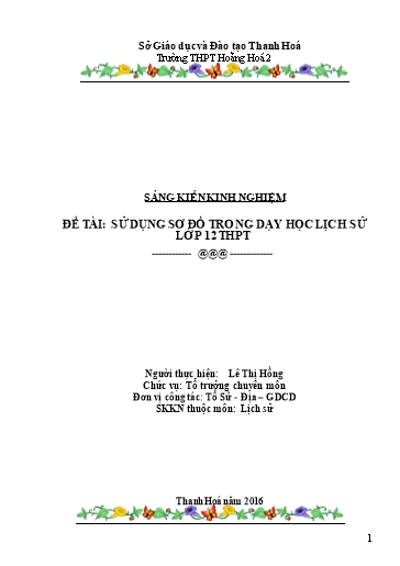 Sáng kiến kinh nghiệm Sử dụng sơ đồ trong dạy học Lịch sử lớp 12 THPT