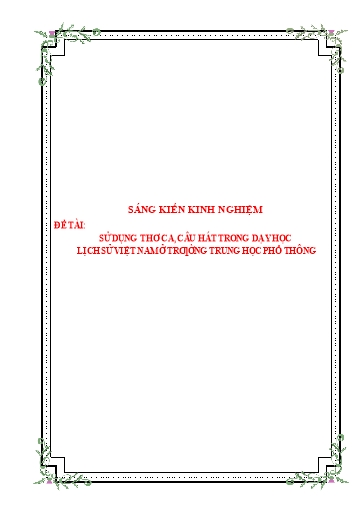 Sáng kiến kinh nghiệm Sử dụng thơ ca, câu hát trong dạy học Lịch sử Việt Nam ở trường THPT