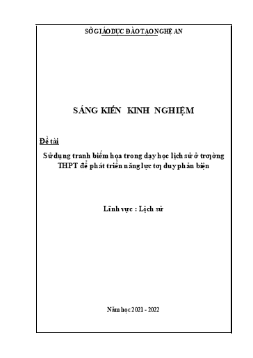 Sáng kiến kinh nghiệm Sử dụng tranh biếm họa trong dạy học lịch sử ở THPT để phát triển năng lực tư duy phản biện