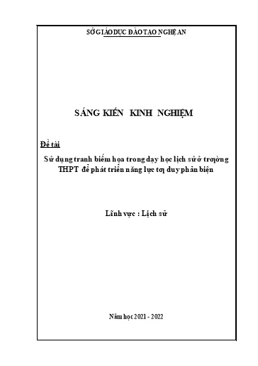 Sáng kiến kinh nghiệm Sử dụng tranh biếm họa trong dạy học Lịch sử ở trường THPT để phát triển năng lực tư duy phản biện