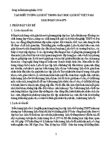 Sáng kiến kinh nghiệm Tạo biểu tượng lịch sử trong dạy học Lịch sử Việt Nam giai đoạn 1954-1975
