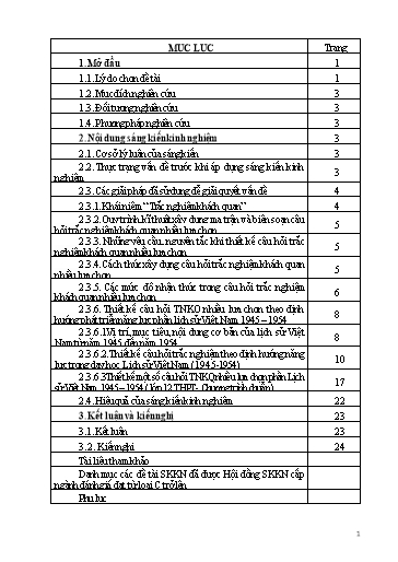 Sáng kiến kinh nghiệm Thiết kế câu hỏi trắc nghiệm khách quan có nhiều lựa chọn theo định hướng phát triển năng lực học sinh phần Lịch sử Việt Nam 1945 – 1954 (lớp 12 THPT - Chương trình chuẩn)