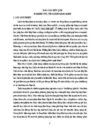 Sáng kiến kinh nghiệm Tích hợp kiến thức liên môn trong giảng dạy bộ môn Lịch sử 12 giai đoạn 1945 - 1954