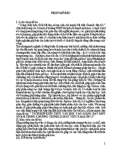 Sáng kiến kinh nghiệm Tích hợp kiến thức văn học vào giảng dạy một số bài trong chương trình Lịch sử Việt Nam Lớp 12