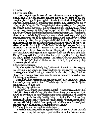 Sáng kiến kinh nghiệm Tìm hiểu một số di tích lịch sử trên địa bàn tỉnh Thanh Hóa (Lịch sử 12 - Ban cơ bản)