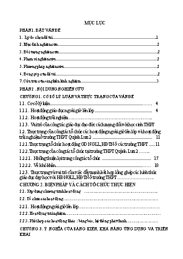 Sáng kiến kinh nghiệm Tìm hiểu truyền thống Lịch sử dân tộc và giáo dục tư tưởng đạo đức cách mạng thông qua các hoạt động ngoài giờ lên lớp, học tập trải nghiệm ở trường THPT Quỳnh Lưu 2