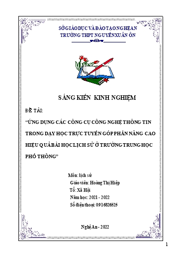 Sáng kiến kinh nghiệm Ứng dụng các công cụ công nghệ thông tin trong dạy học trực tuyến góp phần nâng cao hiệu quả bài học Lịch sử ở trường THPT Sáng kiến kinh nghiệm Ứng dụng các công cụ công nghệ thông tin trong dạy học trực tuyến góp phần nâng cao hiệu quả bài học Lịch sử ở trường THPT